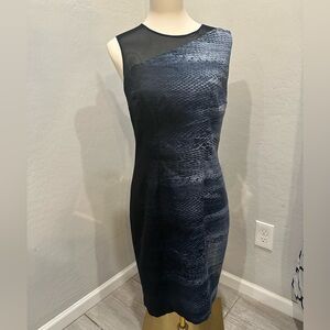 T Tahari One Shoulder Textured Dress - Navy